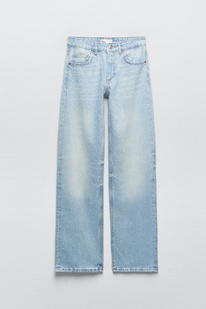 ZARA Trf Wide-Leg Pearl Bead Jeans 19 995 Ft